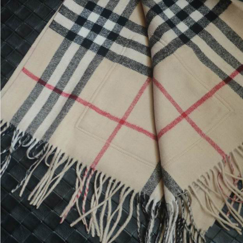 Soft Wool Scarves Pink Plaid Fall Pashmina Scarf